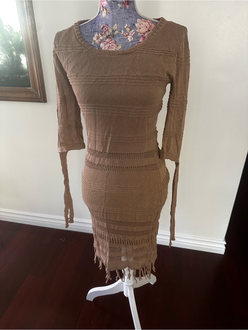 Women’s Brown Knit Midi Dress